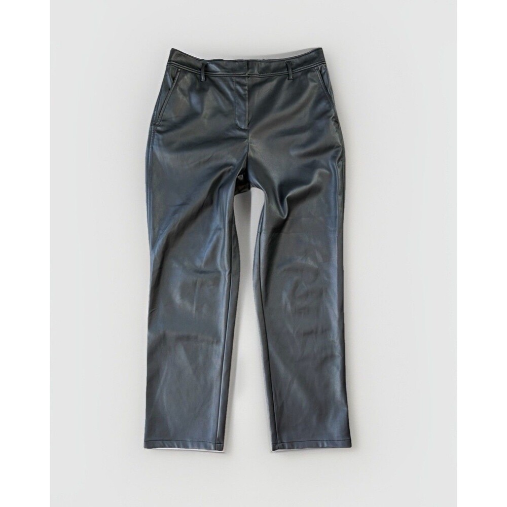 Loft Ann Taylor Black Faux Leather Pants Size 10 Straight Leg